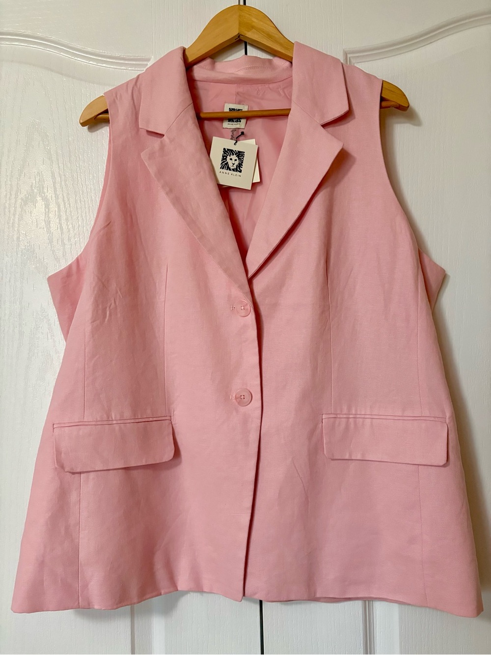 Anne Klein Powder Pink Sleeveless Blazer Vest